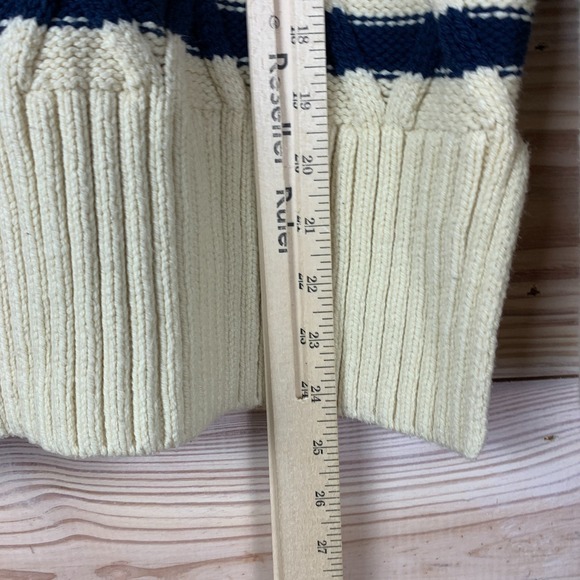 Madewell Cable-Knit Oversized Sweater Small Navy Stripe Preppy Nautical Chunky - Picture 6 of 14